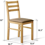 Livinia Seattle Modern Farmhouse Kitchen Dining Room Chair Set of 4, Solid Wood Fabric Upholstered Cushion Seat Wood Ladder Back Chairs (Natural)