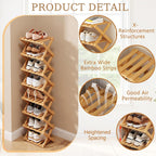 Bamboo Shoe Rack, Portable Folding Storage Rack, No Installation | Eight Layers Of Primary Colors, Free Standing Design, Ideal For Entryway, Closet, Dorm, Small Spaces