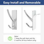 pickpiff Stick on Hooks for Hanging, Extra Sticky 6KG (Max), Coat Hook on Door for Towel Coat Hat Key, Self Adhesive Hangers Wall Mounted, Silver, 6 Pack