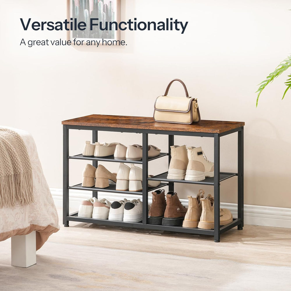 HOOBRO Shoe Bench, 5-Tier Shoe Rack Bench with Mesh Shelves, Shoe Organizer, ...