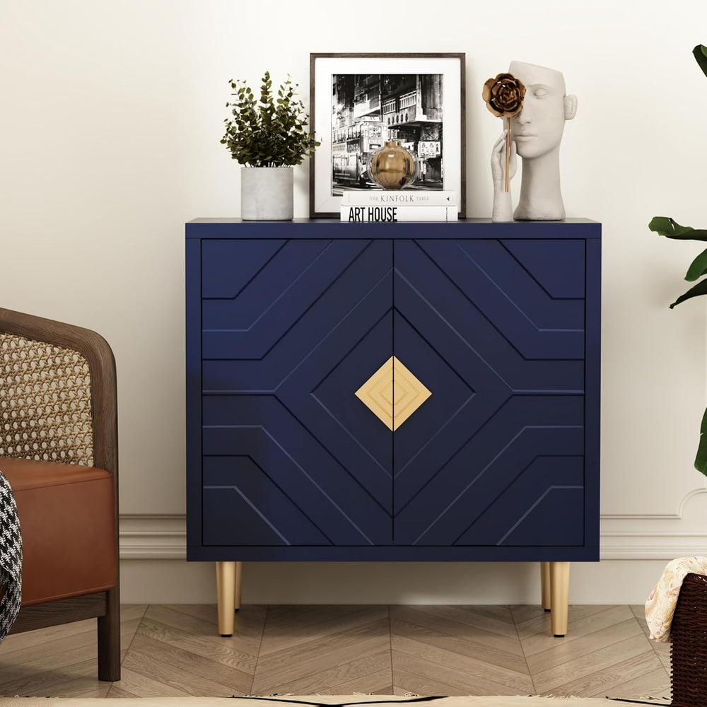 HLR 31.7'' Modern Sideboard Storage Cabinet with 2 Doors, Blue