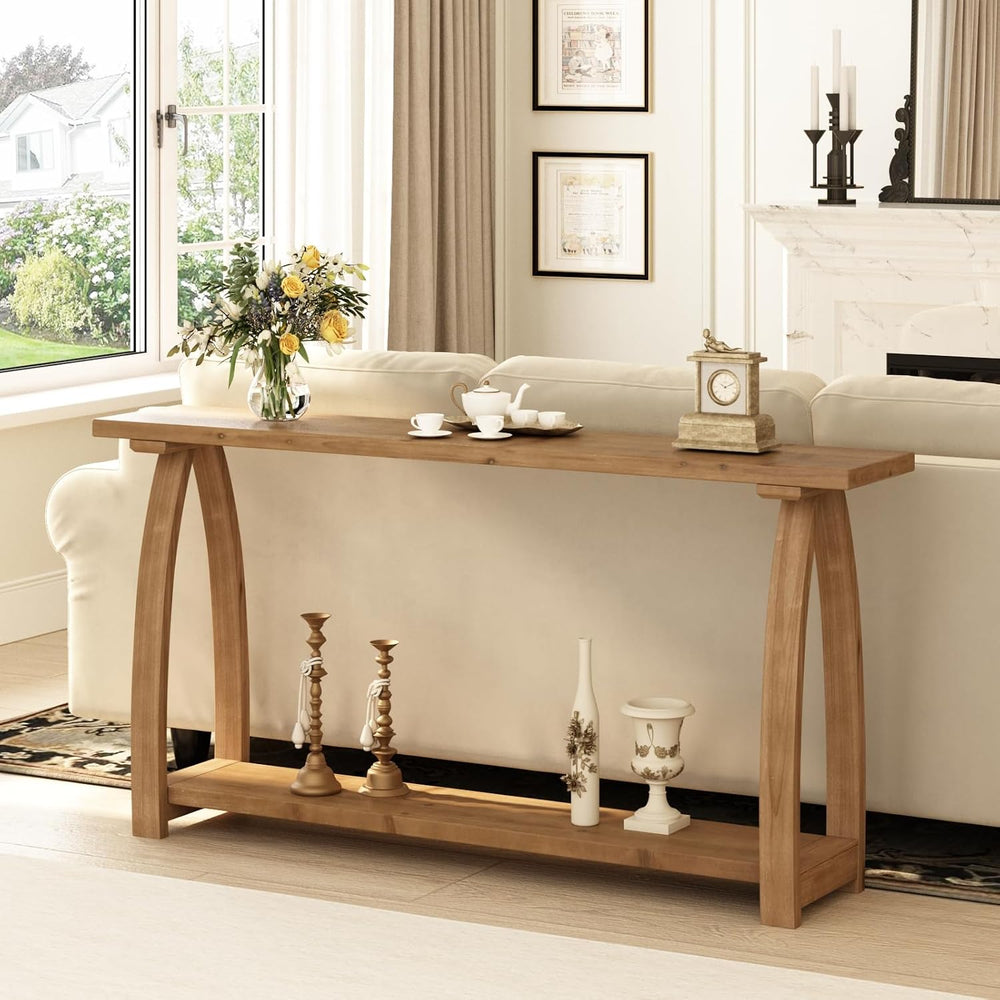 HOKYHOKY Solid Wood Console Table, 63" Long Farmhouse Entryway Tables Na...
