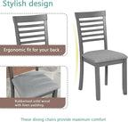 KEIKI 5-Piece Standard Height Dining Table Set with Rectangular Table and 4 Upholstered Ladder Backrset Chair, for 4 Person, Modern Wooden Table Set, Easy Assembly, for Kitchen, Dining Room, Gray