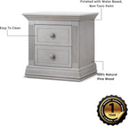 Sorelle Furniture Providence Baby Nightstand - Nursery, Kids Bedroom Furniture with Drawers, Stone Gray