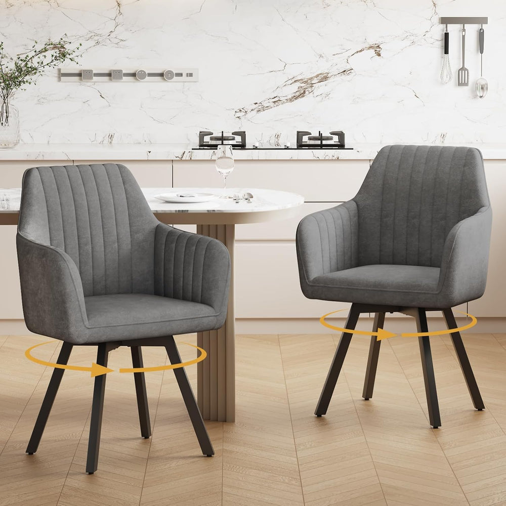 Furniliving 360° Swivel Dining Chairs Set of 2, Mid Century Modern Upholstere...