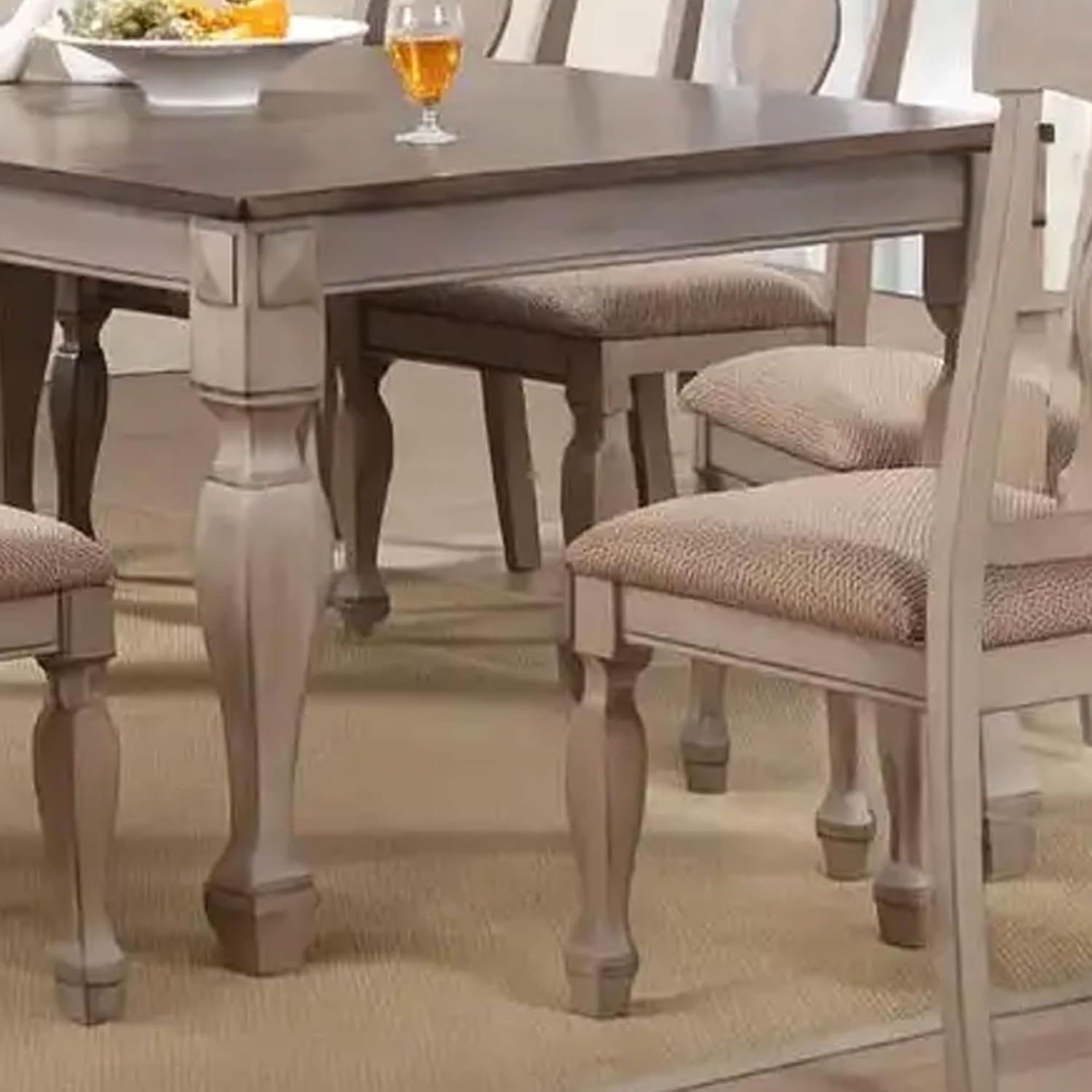 Kings Brand Furniture Charisma 9-Piece Dining Room Set – 2-Tone Brown Solid Wood Extendable Table with 18" Butterfly Leaf and 8 Upholstered Chairs, Traditional Dining Furniture