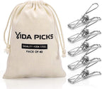 40 Pack Wire Clothes Pins Heavy Duty Outdoor, Stainless Steel ClothesPins for Hanging Clothes, Metal Clothes Pegs, Clothing Clips, Laundry Pins 1.8mm Diameter 6cm Long