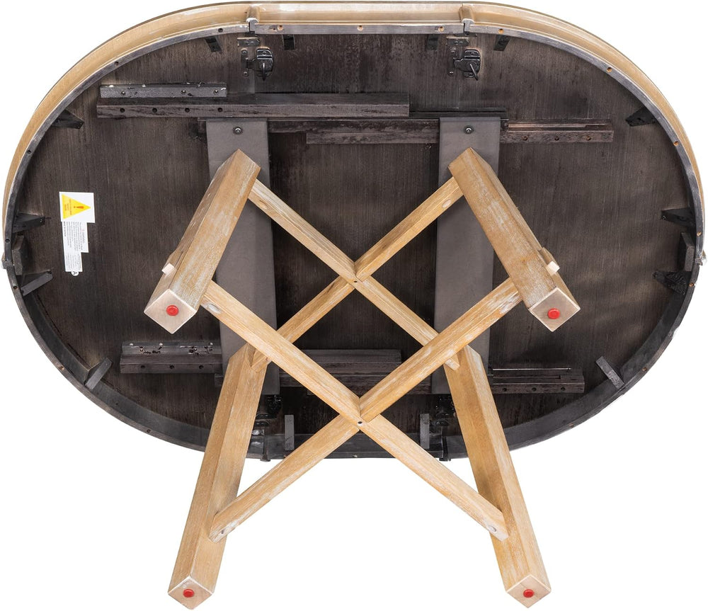 ERYE Farmhouse Style Wooden Dining Table 42-Inch Functional Extendable Round ...
