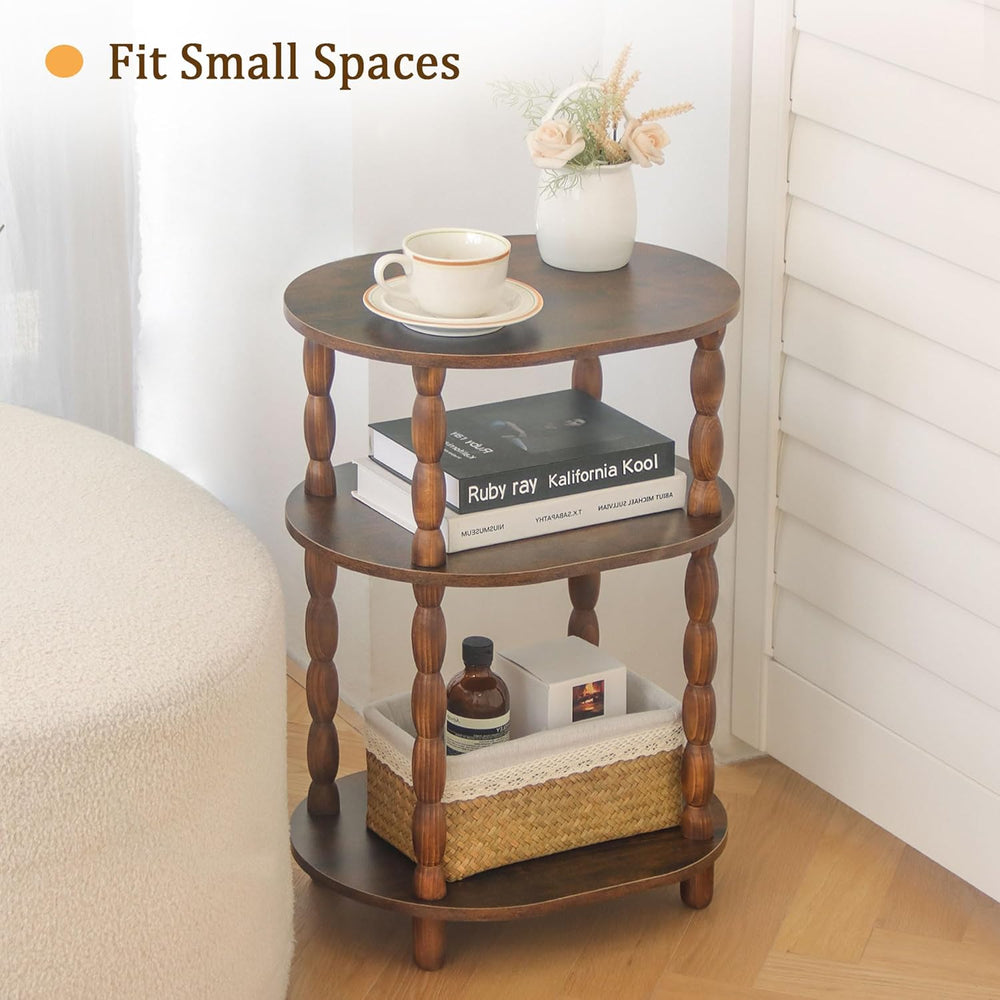 MaxSmeo Side Table with Charging Station, 3-Tier Small End Table with USB Por...