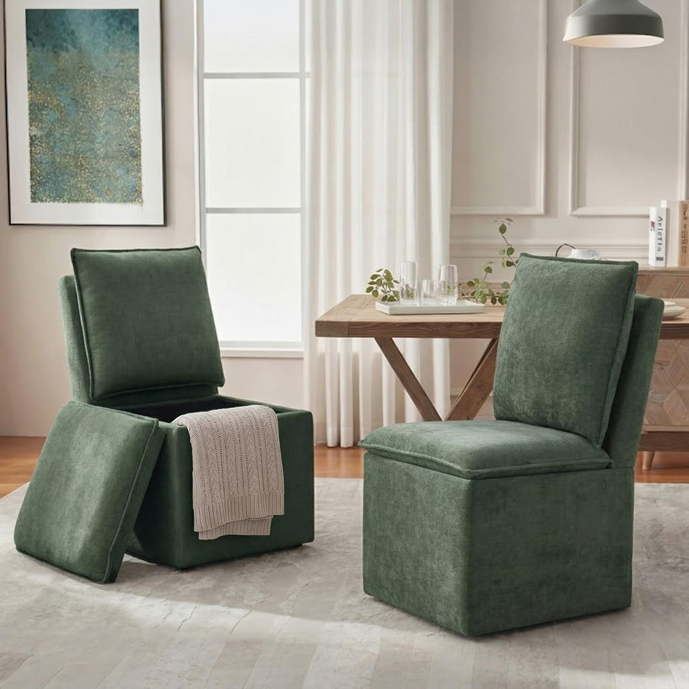 VKNOW Upholstered Dining Chairs Set of 2, Dining Room Chairs with Storage