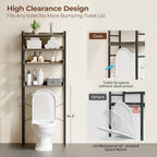 Rolanstar Over The Toilet Storage 4-Tier, Sturdy Bathroom Shelf with Adjustable Shelf, Freestanding Over The Toilet Rack for Bathroom, Behind Toilet Rack, Fix Most Toilet, Space-Saving, Gray
