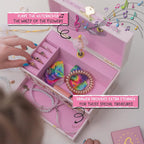 Ballerina Musical Jewelry Box for Girls - Glow In The Dark - Organizer with Heart Necklace and Bracelet Set - Cute Ballerina Music Box for Little Girls