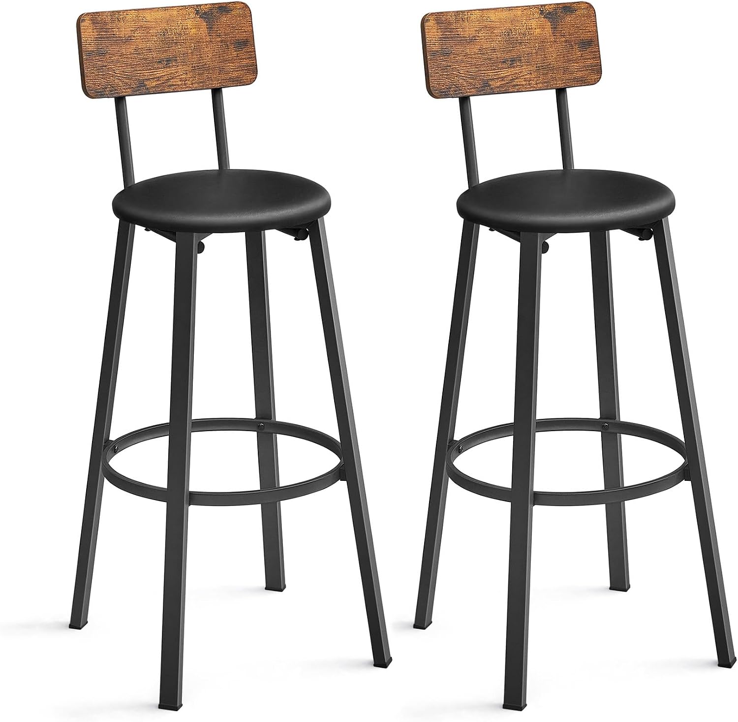 VASAGLE Bar Table 15.7 x 39.4 x 35.4 Inches, Rustic Brown and Ink Black ULBT10X and Bar Stools Rustic Brown and Black ULBC069B81