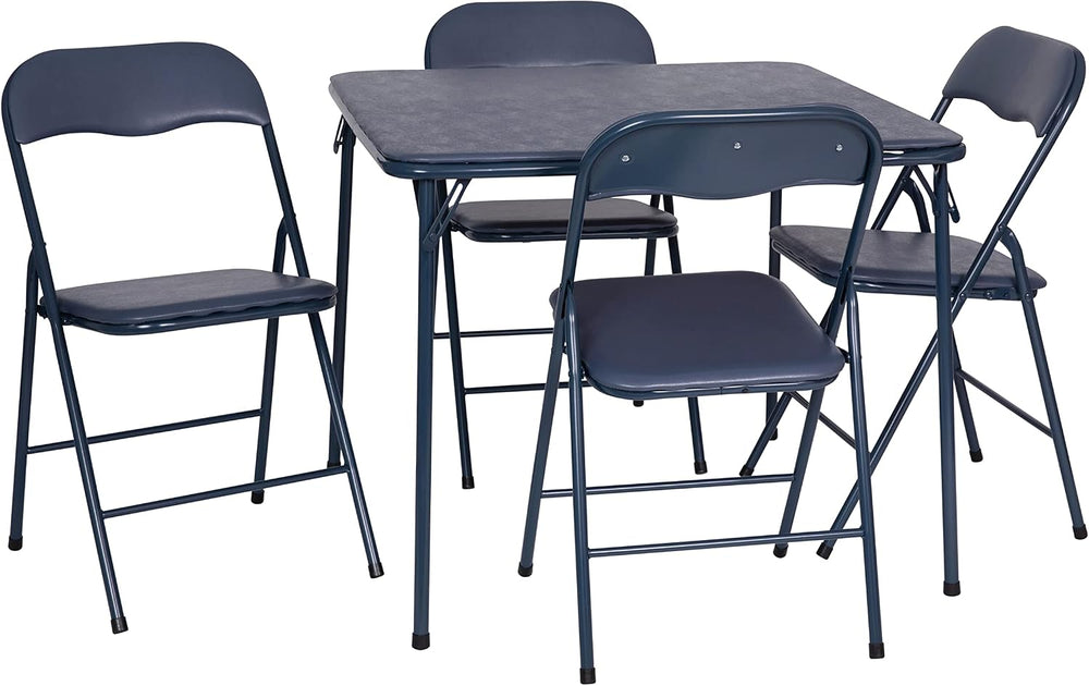 Flash Furniture Madison 5-Piece Folding Card Table and Chair Set, Navy | Port...