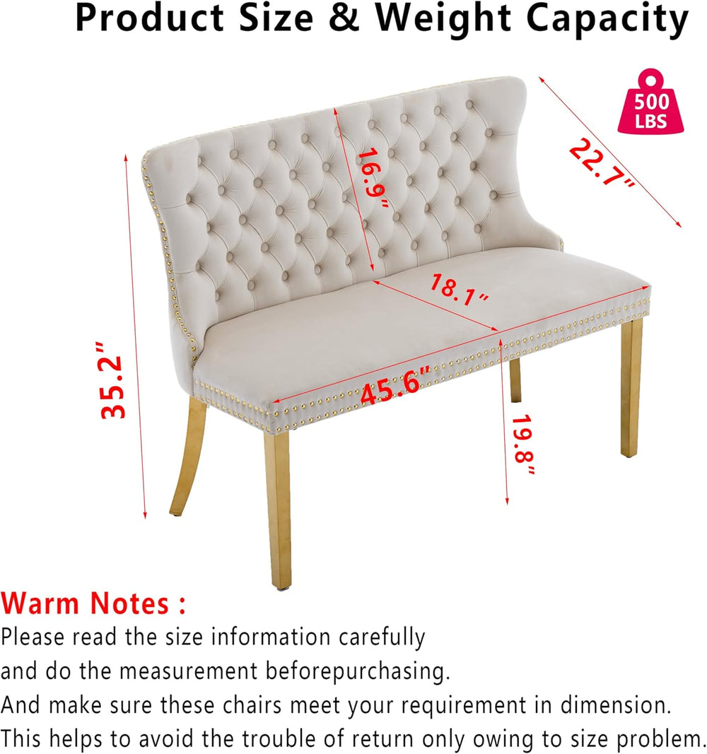 Upholstered Dining Bench with Back Button Tufted Settee Benches Small Lovesea...