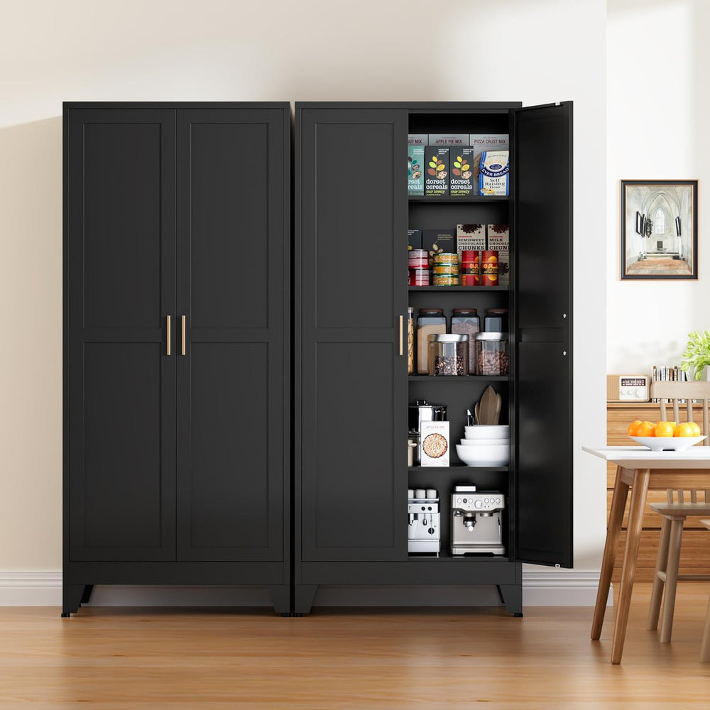 71” Tall Metal Kitchen Pantry Cabinet, Kitchen Storage Cabinets, Steel Cupboa...
