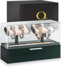 QWATCH Watch Stand Display Case - Acrylic Watch Box for 2 or 4 Watches with Jewelry Valet Tray and Drawer