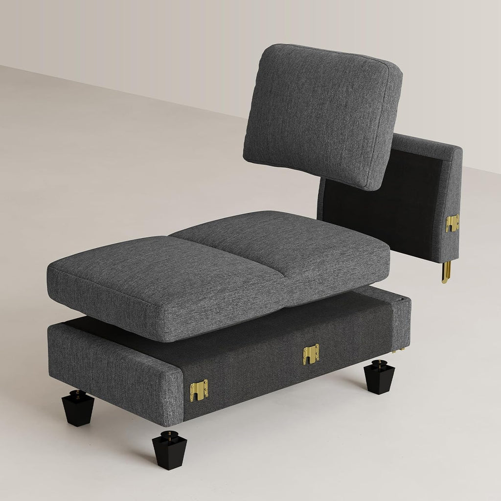 Belffin Modular Sectional Sleeper Sofa Bed with Extendable Length Deep Seat Cloud Couch for Living Room. Dark Grey