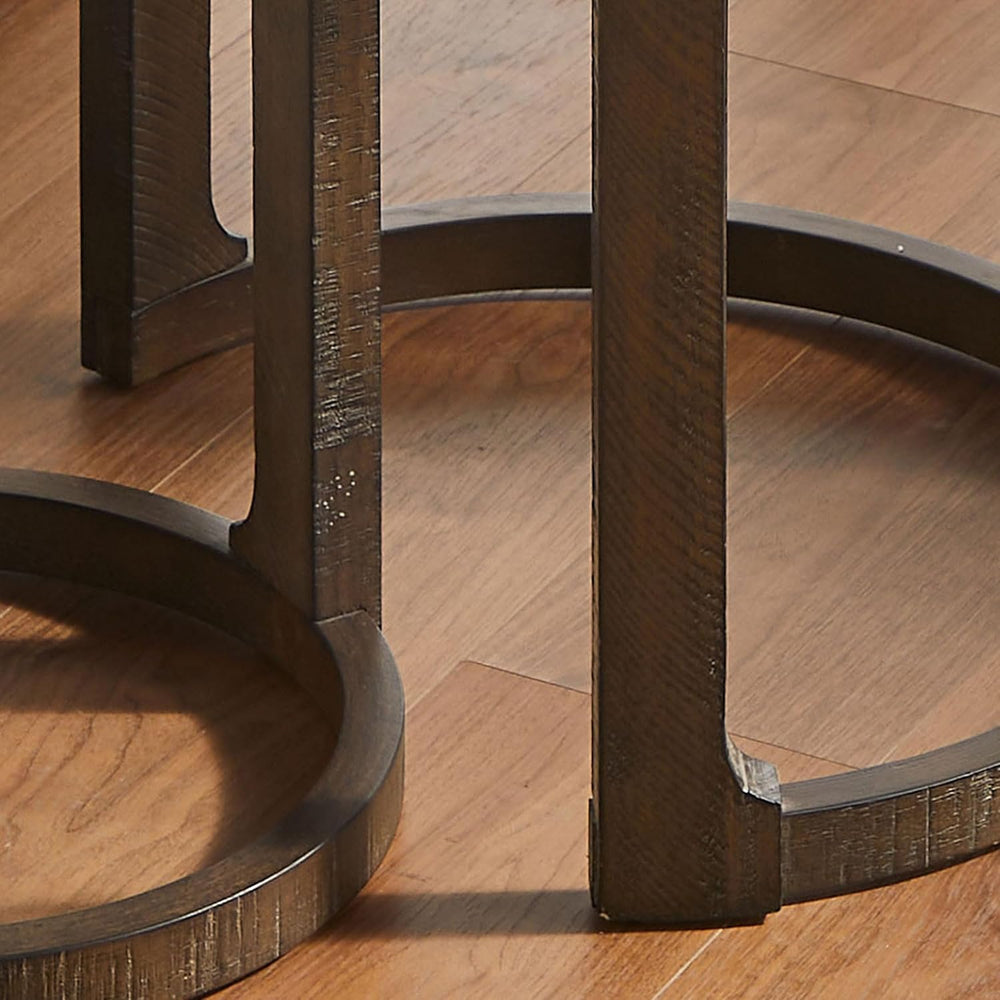 WILLIAMSPACE 24" Round Nesting Coffee Table Set of 2, Solid Wood Coffee ...
