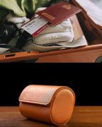 MR.OKAY 2 Watch Travel Case -Premium Leather With Perfect Texture.(Watch Carrying Or Organizer For Storage And Display). Mens for Handcrafted by Craftsmen.