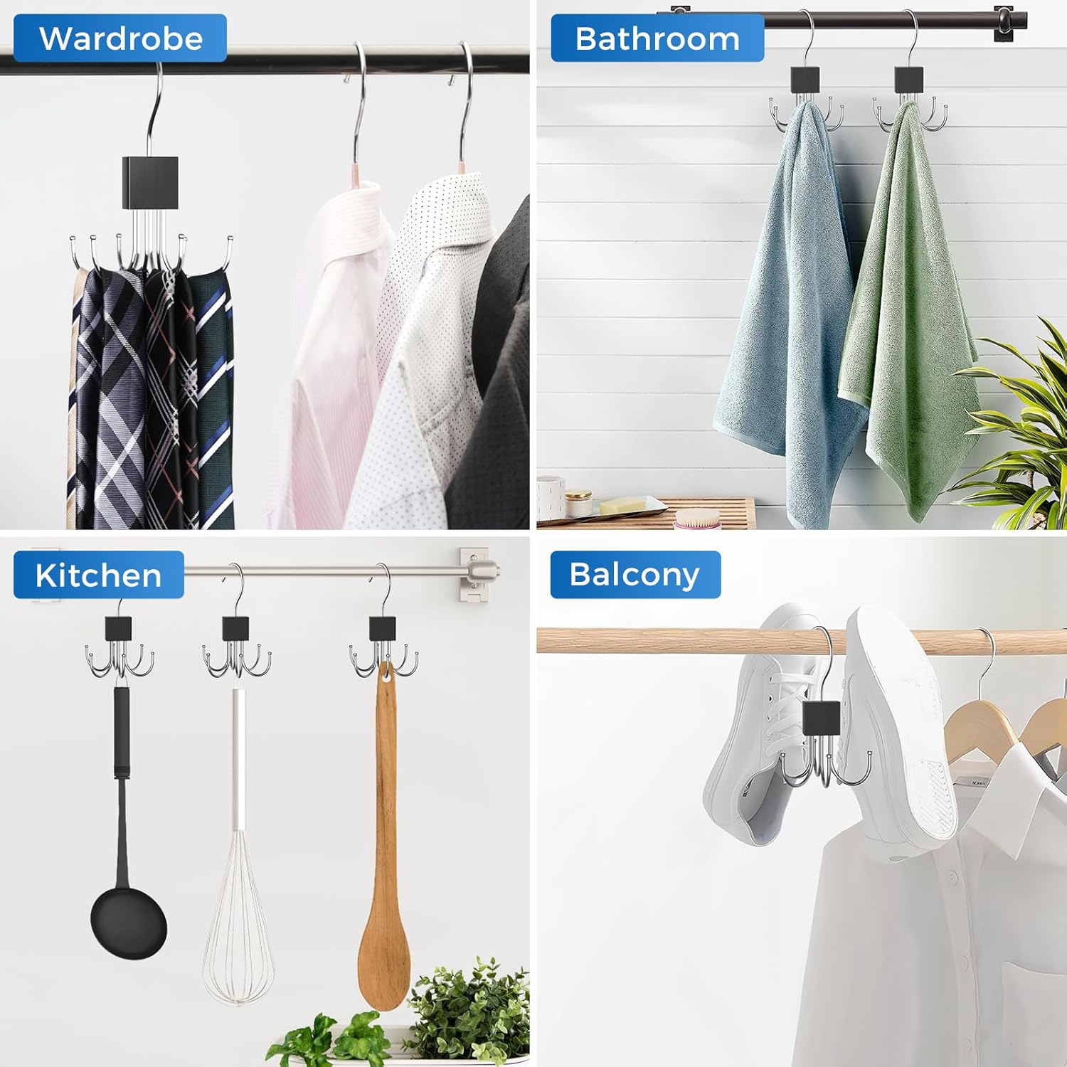 Belt Hanger, 2PCS Belt Organizer for Closet 360° Rotatable Max 48 Belt Storage Rack Space Saving Closet Organizers and Storage for Belt, Bra, Tank Top, Tie, Scarf, Purse