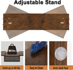 TEAMIX 3 Shelf Monitor Stand Riser With Drawer - Length and Angle Adjustable Dual Riser With Storage Corner Desk Shelf Organizer Large Computer Stand for 2 Monitors/Laptop (Brown, 1 Drawer)