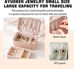 Small Travel Jewelry Box,2 Layers PU Leather Travel Jewelry Box, Portable Jewelry Storage with Large Capacity,Cloud White Jewelry Organizer Box Teacher Gifts for Women