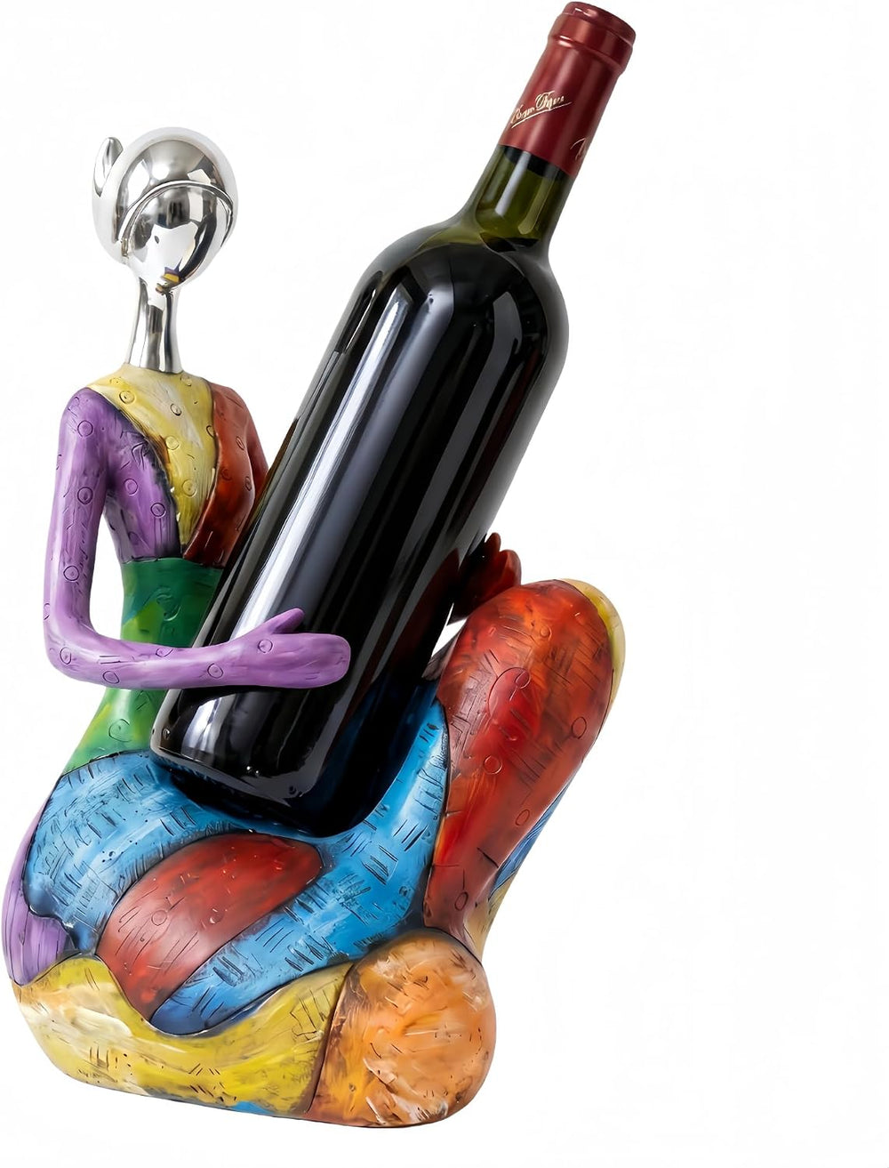 FUNTEREST Abstract Woman Wine Bottle Holder, Resin Wine Rack Home Decor | Col...