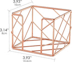 Rose Gold Geometric Sticky Note & Memo Cube Holder, Post Note Dispenser & Desk Organizer Metal Wire for Home, School, Office Supplies (Holder Only)