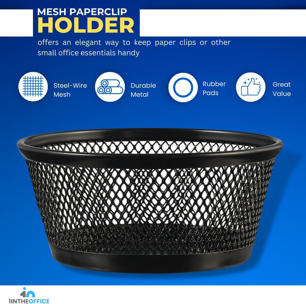 1InTheOffice Mesh Paper Clip Holder for Desk, Paperclip Holder, 2 Pack