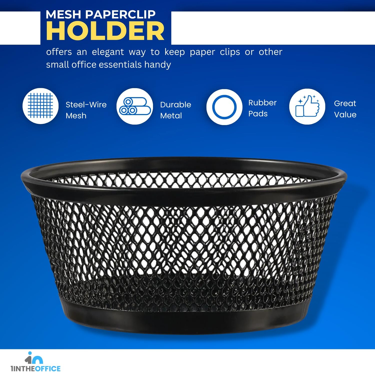 1InTheOffice Mesh Paper Clip Holder for Desk, Paperclip Holder, 2 Pack