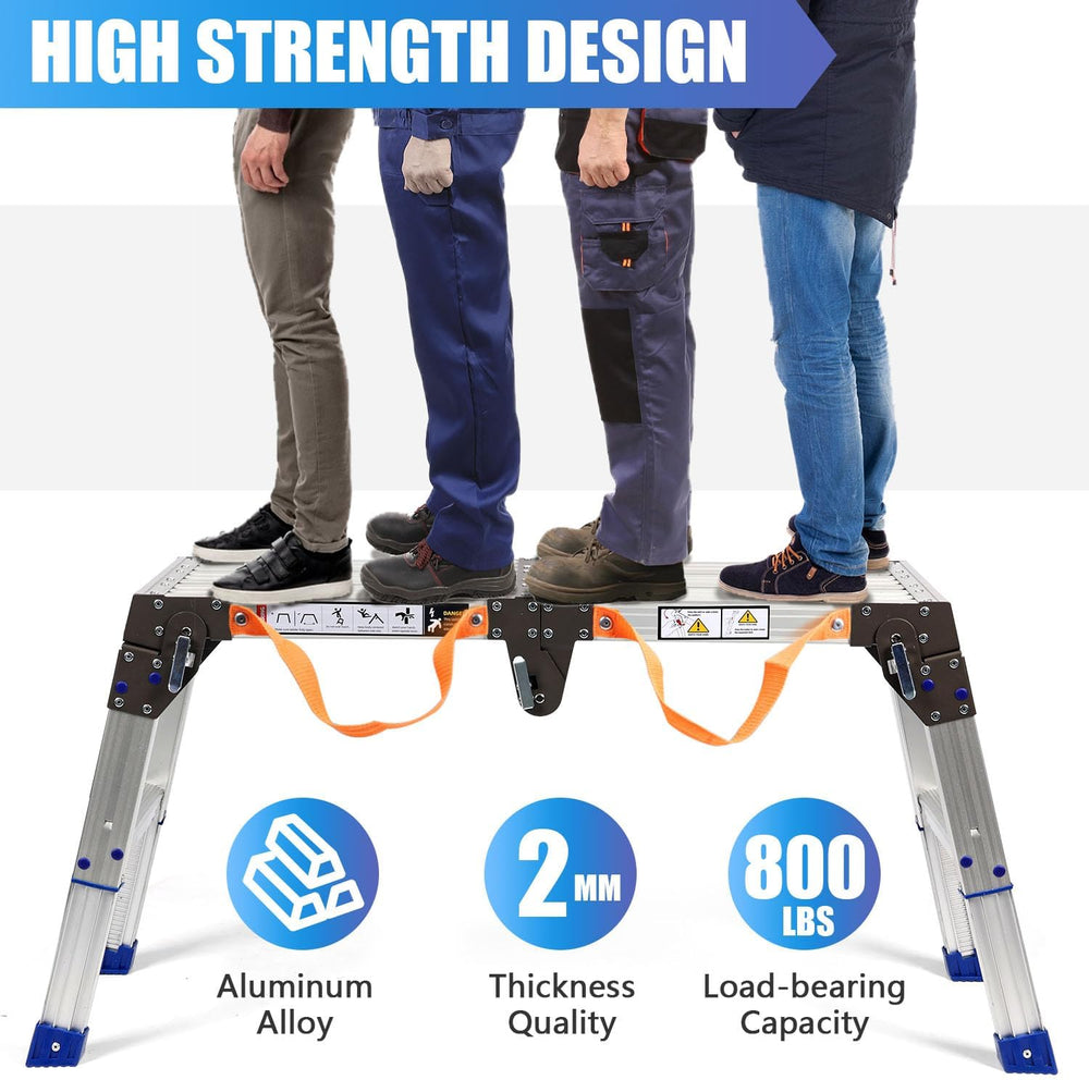 14-20” 26-Level Adjustable Aluminum Work Platform Bench Step Stool Ladder