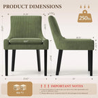 Modern Dining Chairs Set of 4, Upholstered Corduroy Dining Room Chairs with Wood Legs, Mid-Back Padded Kitchen Side Chairs for Dining Room, Green