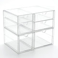 Prsildan Acrylic Drawer Makeup Organizer with 6 Drawers (Not for Baby Bottle), Set of 2 Office Desk Organizers Accessories, Clear Stackable Storage Drawers for Vanity, Craft (Largest Drawer 4" Tall)