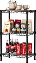 SINGAYE 3 Small Shelves Storage Shelf Wire Shelving Unit Metal Shelf Adjustable Organizers Storage Shelving with Wheels for Bathroom Laundry Room Kitchen Pantry11.5”D x 17.3”W x 30”H Black