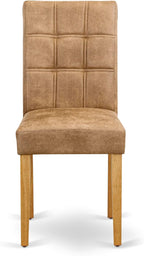 East West Furniture ANAS5-OAK-28 5 Piece Mid Century Dining Set Includes A Dinning Table and 4 Brown Textured Polyester Fabric Padded Chairs, Oak
