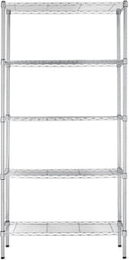 Amazon Basics 5-Shelf Adjustable Heavy Duty Steel Wire Rack Storage Shelving Organizer for Kitchen, Garage, 36" L x 14" W x 72" H, Chrome