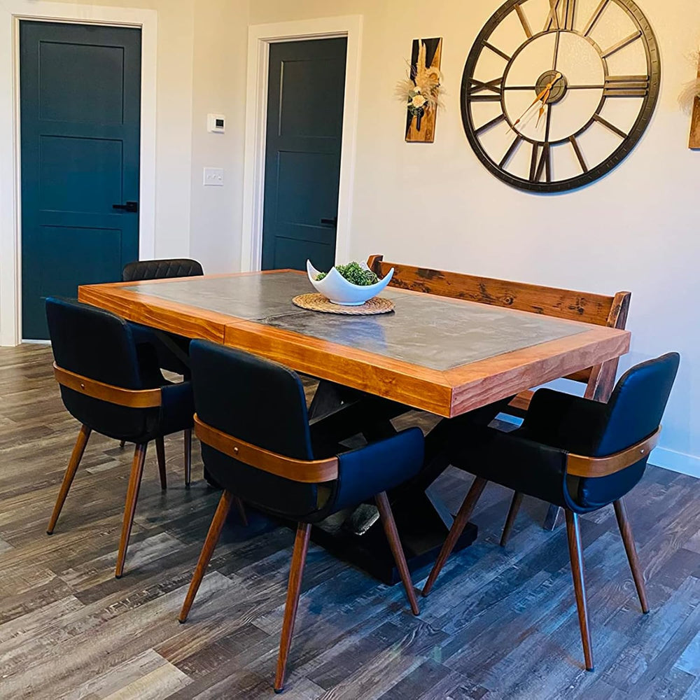 LUNLING Mid Century Modern Faux Leather Dining Chairs Set of 2, Black, Uphols...