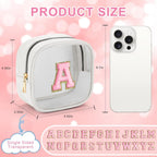 YOOLIFE Initial Make Up Bag Travel Toiletry Bag, Clear Makeup Bag Preppy Cosmetic Bags Organizer Travel Essentials Gifts for Women Teen Girlfriend Teacher Mom Birthday Mothers Day Gifts White M