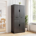 72” Kitchen Pantry Cabinet, Fluted Kitchen Cupboard with Doors and Large Drawer,Tall Storage Cabinet with Adjustable Shelves for Dining Room, Bathroom,Living Room(Black)