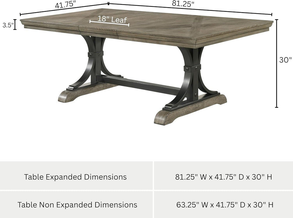 Roundhill Furniture Birmingham Dining Set, One Size, Driftwood Finish