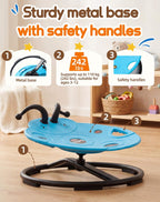 SUNFATT Spinning Chair for Autistic Kids,Heavy Duty Sensory Sit and Spin Chair with Metal Base & Safety Handles,242 lbs Capacity,360° Rotating Ladybug Chair for ADHD,Indoor Outdoor Toy for Ages 3-12