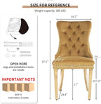Mid Century Modern Dining Chairs Set of 8, Yellow Velvet Upholstered Tufted Back, Kitchen & Dining Room Chairs, Gold Metal Legs, Nailhead Trim, Sillas para Comedor (Yellow, 8 Pcs)