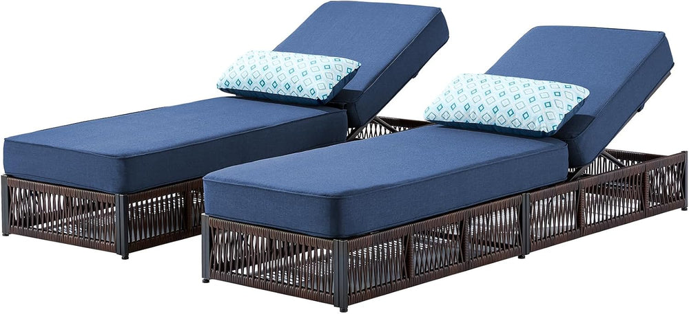 Luxury Outdoor Chaise Lounges with 5 Inch Thickened Cushions - Set of 2 High ...