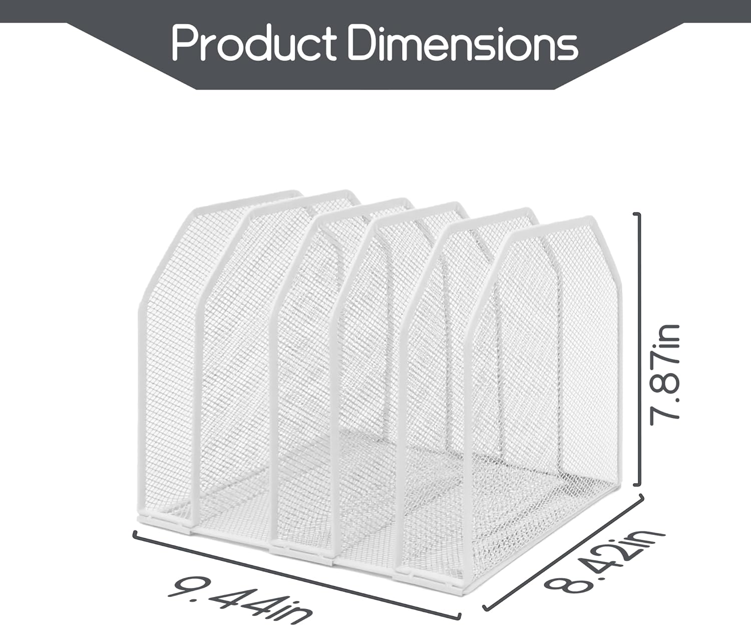 Adjustable Desk File Organizer,Detachable Office Folder Organizer,Compact Vertical Desk File Holder,Wrought Iron Paint,Suitable for Home, School, Office Classrooms (White - 5 grids)