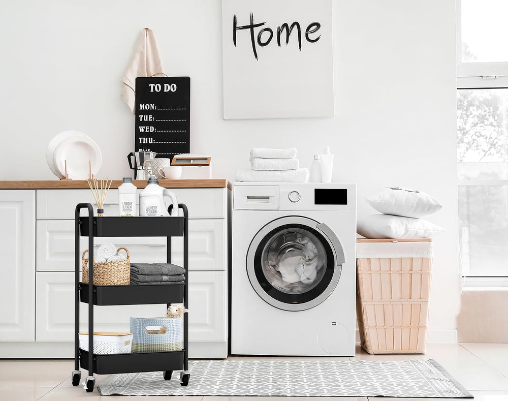 CAXXA 3-Tier Rolling Metal Storage Organizer - Mobile Utility Cart, Kitchen C...