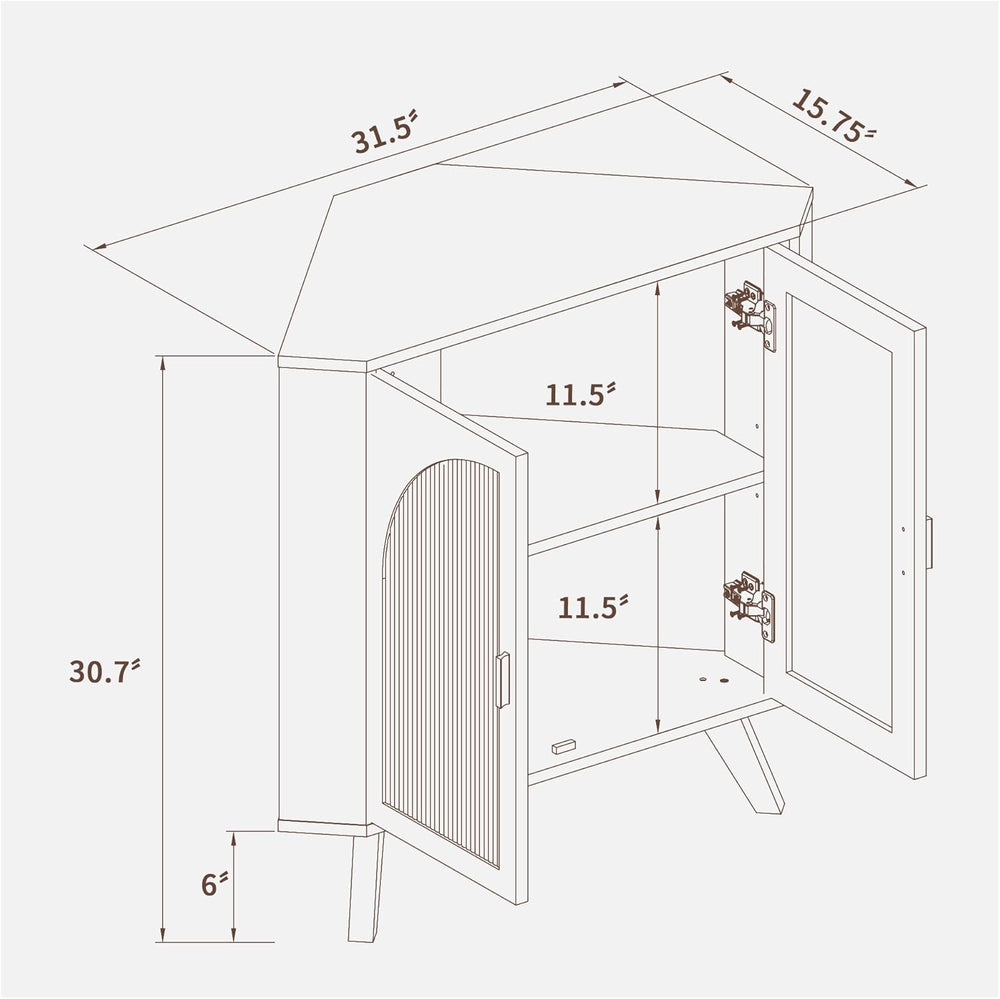 BERRYMERRY Fluted Corner Cabinet with Storage,Space Saving Corner Floor Cabin...