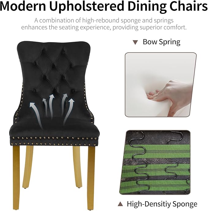 Velvet Dining Chairs Set of 6, Upholstered Dining Room Chairs with Lion Head ...