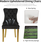 Velvet Dining Chairs Set of 4, Upholstered Dining Room Chairs with Lion Head Pulls Ring and Golden Solid Wood Legs, Modern Button Tufted Kitchen Chairs for Dining Room, Kitchen(Black)