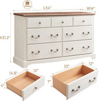 T4TREAM 7 Drawers Dresser Chests for Bedroom, Wood Vintage Chests of Drawers, Rustic Dressers Chset Organizer for Bedroom, Living Room, Hallway, Antique White